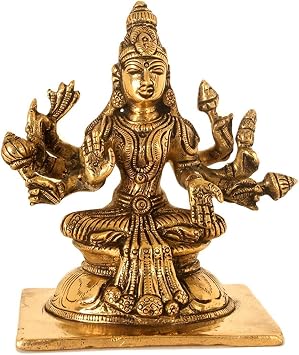 ARTVARKO Brass Goddess Ashtalakshmi | Ashta Lakshmi Set for Diwali Pooja Mandir Temple Office Decor Marriage Anniversary Lucky Gift Gold Color Height 5 Inches Weight 8 KG