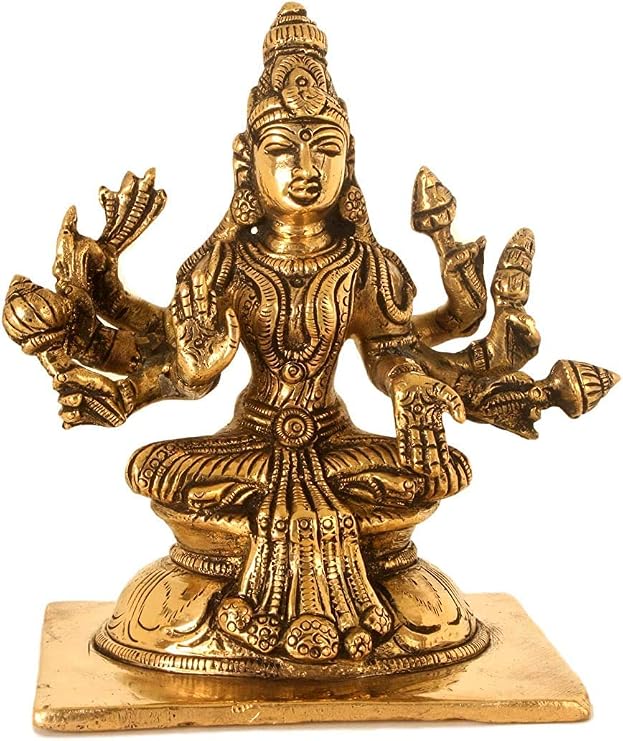 ARTVARKO Brass Goddess Ashtalakshmi | Ashta Lakshmi Set for Diwali Pooja Mandir Temple Office Decor Marriage Anniversary Lucky Gift Gold Color Height 5 Inches Weight 8 KG