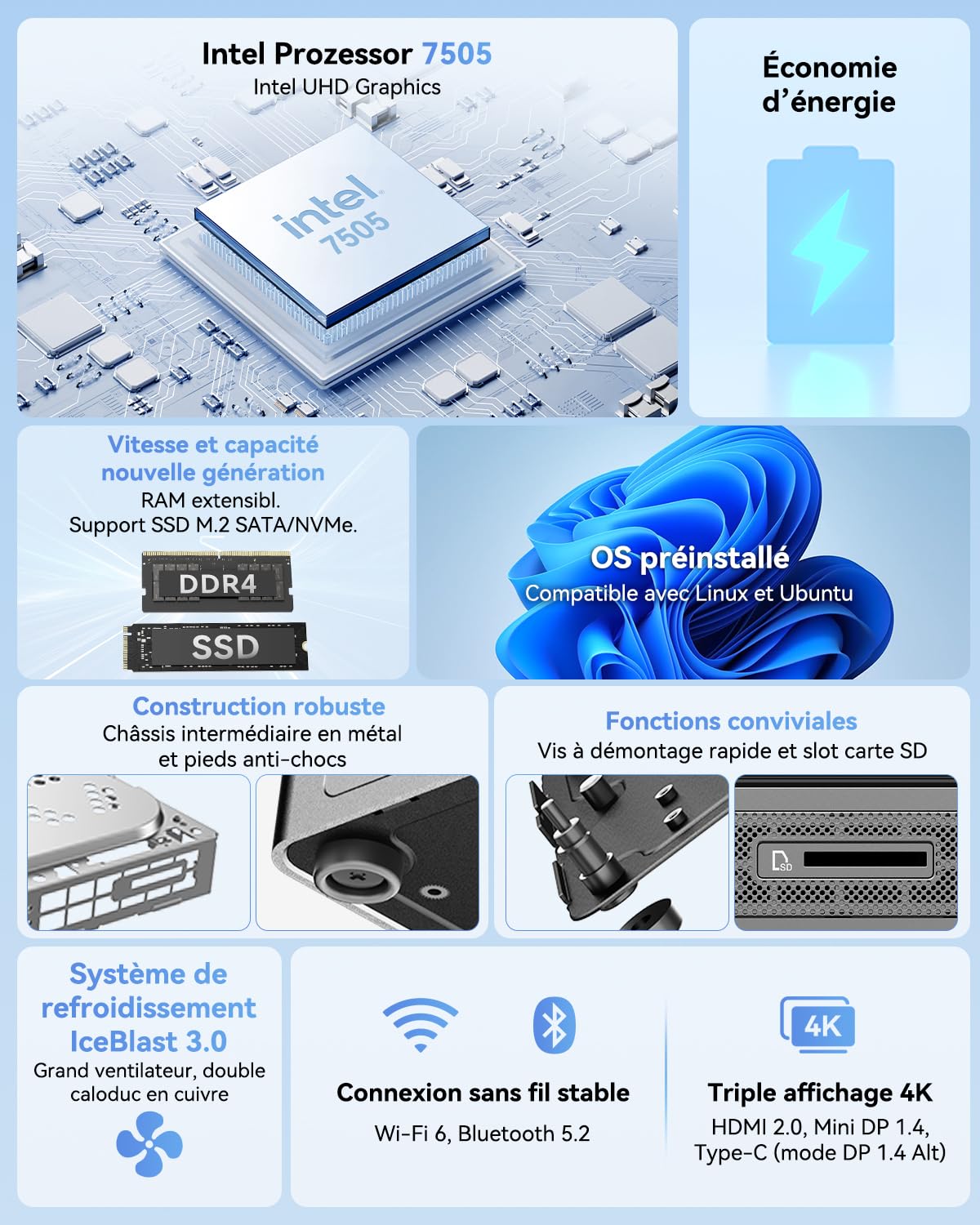 GEEKOM Air12 Mini pc Intel Pentium Gold 7505 (Alternative aux N150/N100)