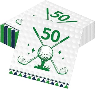 Rakuto Golf 50th Birthday Napkins Decorations for Men, 50pcs Golf Theme Fiftee Birthday Party Napkins, Disposable Paper Supplies Decor