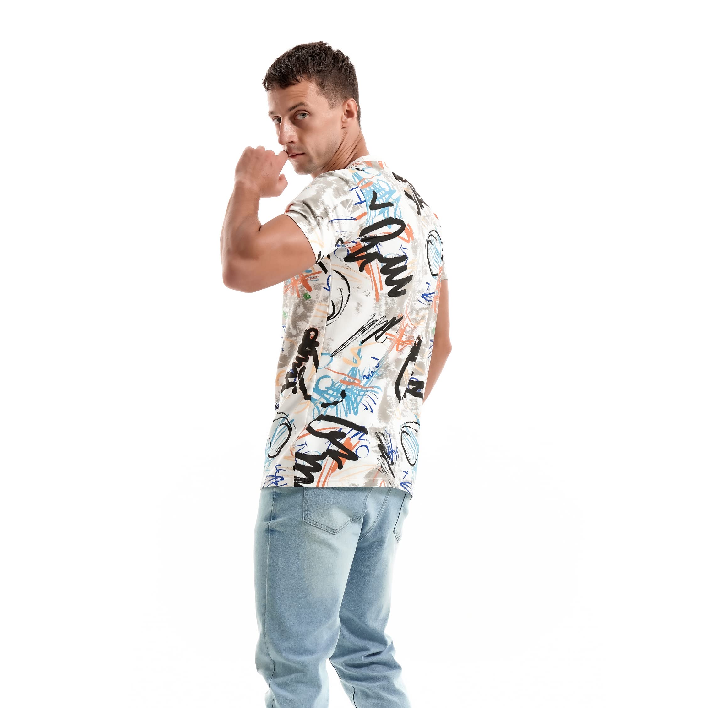 RONOMO Męska koszulka z nadrukiem na co dzień T-shirt z nadrukiem