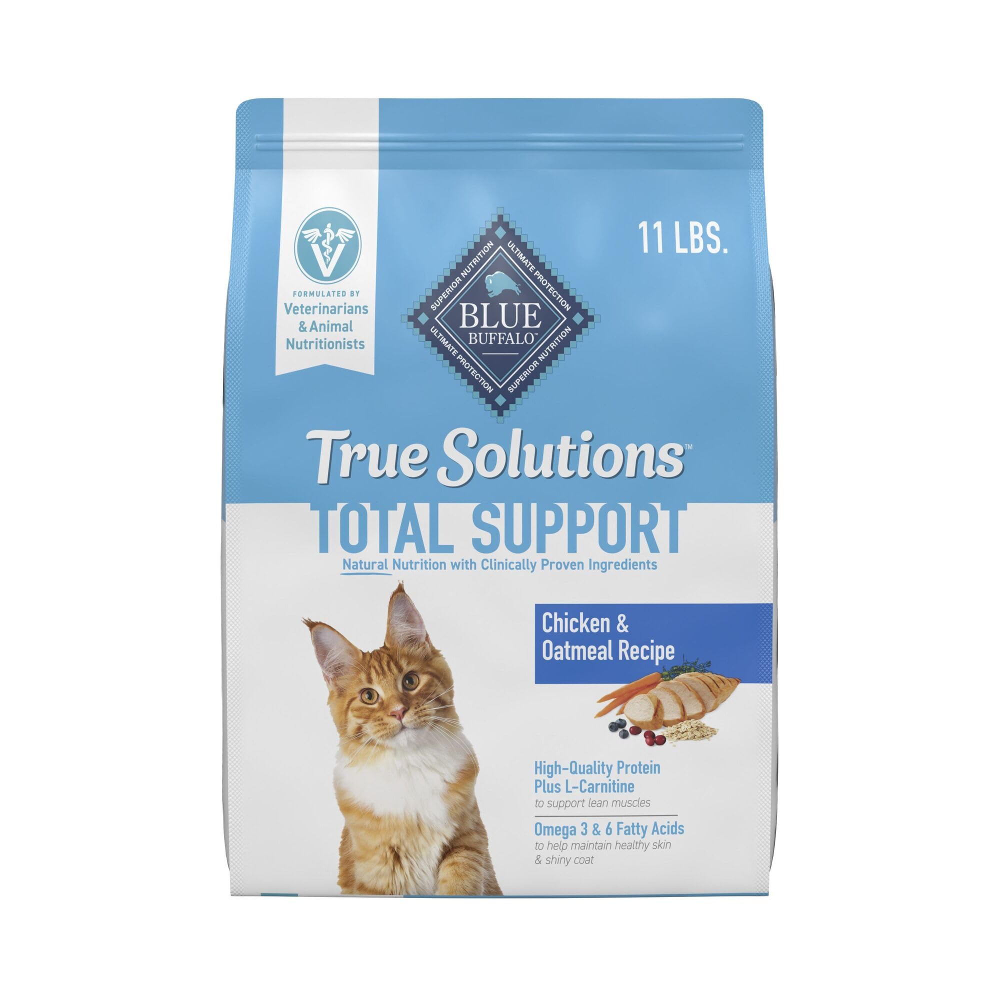 Blue Buffalo True Solutions Total Support Natural Dry Cat Food for Adult Cats, Chicken, 11-lb. Bag