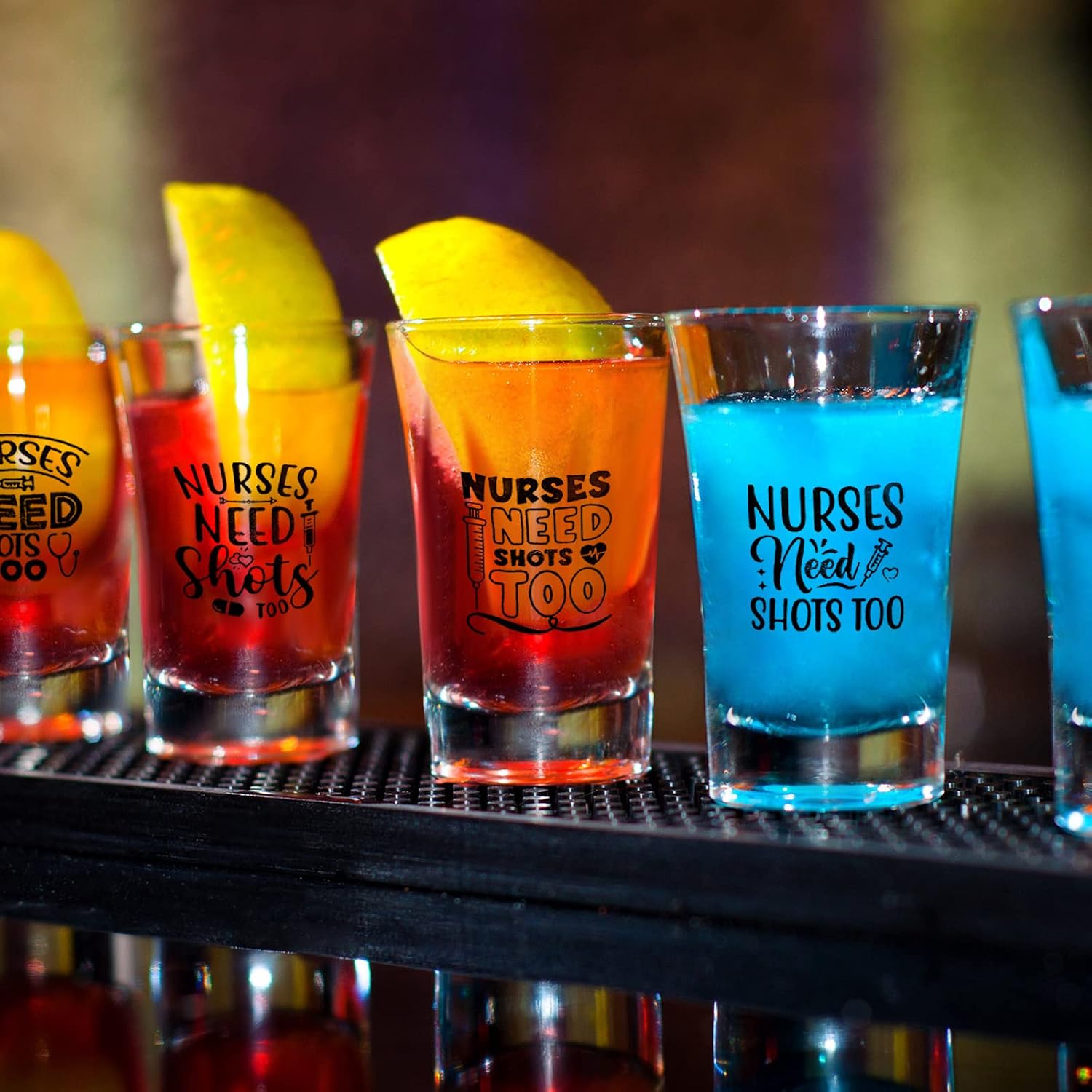 Cunhill 12 Pcs Nurse Need Shots Too Plastic Shot Glasses 1.2 oz Funny Shot Acrylic Cups Gift Rn Gifts for Women Male Nurse's Day School Graduation Birthday Party Friend Present