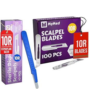MyMed Bundle of Disposable 10R Blades Dermaplaning Scalpels Pack of 10 + Pack of 100#10R Blades