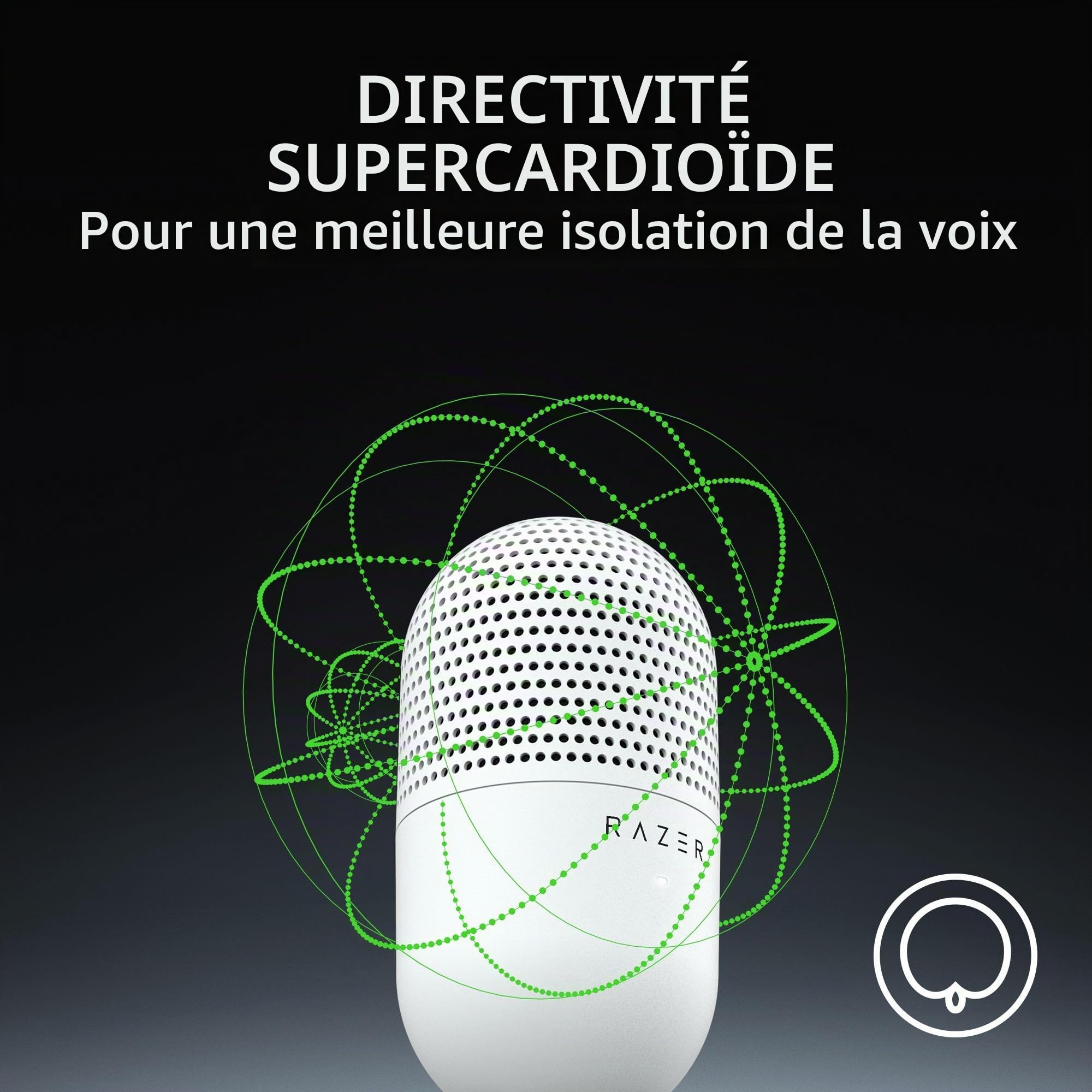 Razer Seiren V3 Mini USB Microphone: Condenser Mic - Supercardioid Pickup Pattern - Tap-to-Mute Sensor with LED Indicator - Shock Absorber - Ultra Compact - PC, Discord, OBS Studio, XSplit - White