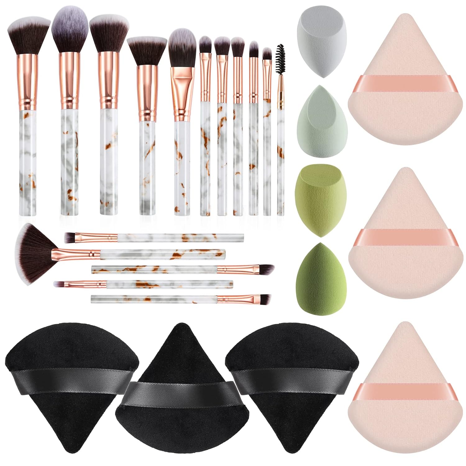 Amazon.com: 26 Pcs Makeup Set DUAIU 6Pcs Triangle Powder Puffs+ 16PCs ...