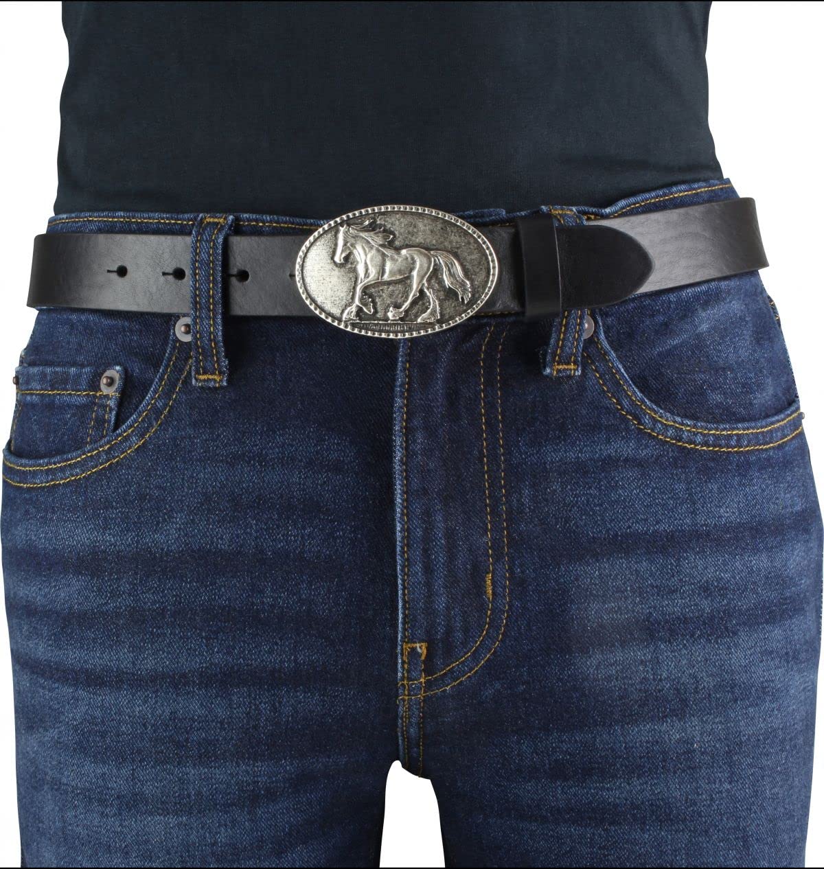 BELTINGER Kinder-Gürtel für Reiter mit Pferde-Gürtelschnalle aus Vollrindleder 3 cm | Reiter-Gürtel 30mm für Reithose | mit Pferde-Motiv