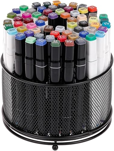 Yesesion Portalápices giratorio para escritorio organizador de lápices de malla metálica con 4 compartimentos organizador de almacenamiento simple
