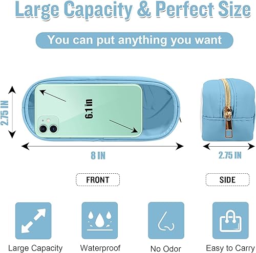 Miniatura 10 de izuzta Mini bolso de maquillaje de nylon pequeño bolso lindo Preppy cosmético cremallera bolsa, Púrpura