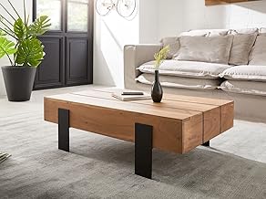 INMARWAR Acacia Wood&Iron Rectangle Coffee Table|Wooden Sofa Center Table for Living Room|Centre Table for Hall Drawing Room|Tea Table for Home|Teapoy Table for Office|Natural Acacia&Black