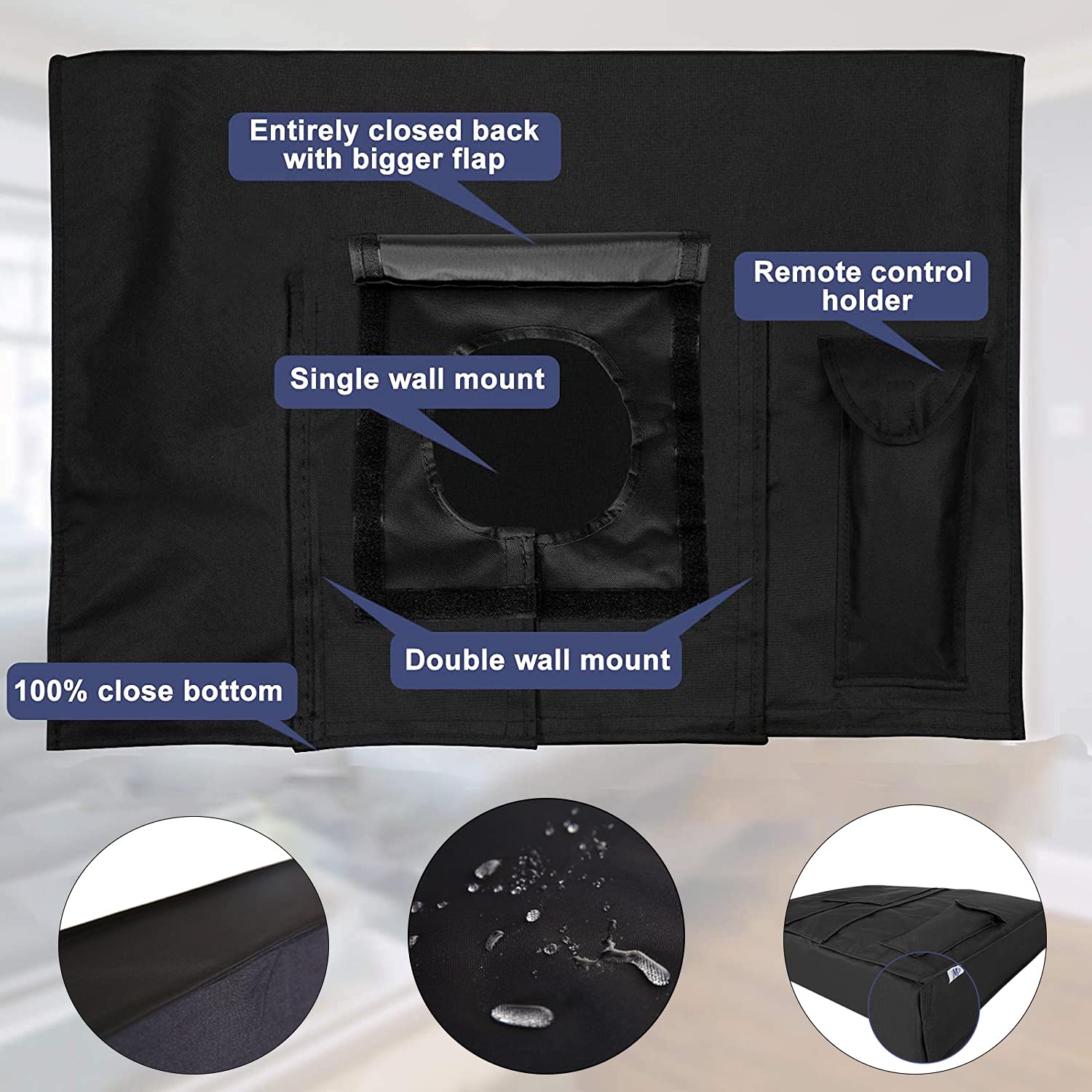 Housse de protection pour télévision extérieure avec face avant transparente 600D, Oxford imperméable, ensemble tout compris, protection anti-poussière pour écran, poche pour télécommande (140