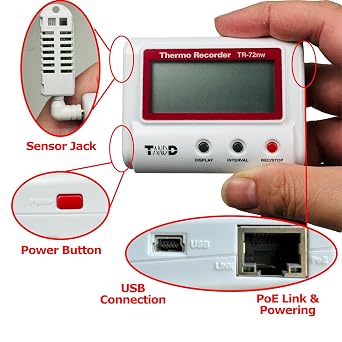 TECPEL TandD TR-72nw Wired LAN Humidity and Temperature Data Logger USB