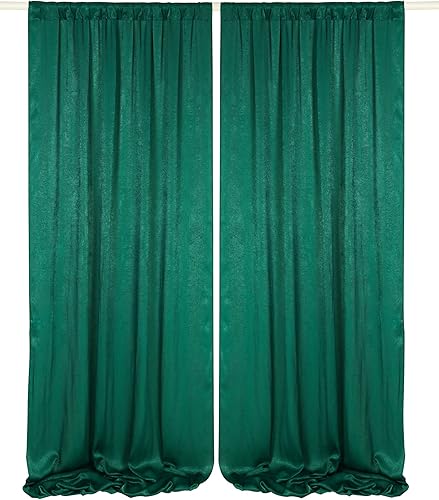 Cortinas de telón de fondo de boda suaves y sedosas de 9.6 pies x 10 pies, color verde cazador, paneles de cortinas satinadas ligeramente brillantes