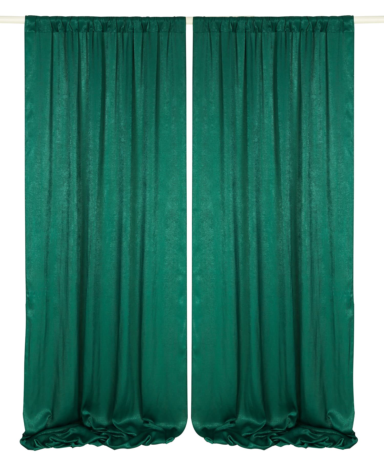 Cytdkve 9.6 Feet x 10 Feet Hunter Green Silky Soft Wedding Backdrop Curtain Drapes, Slightly Shiny Satiny Window Curtains Panels for Wedding Ceremony