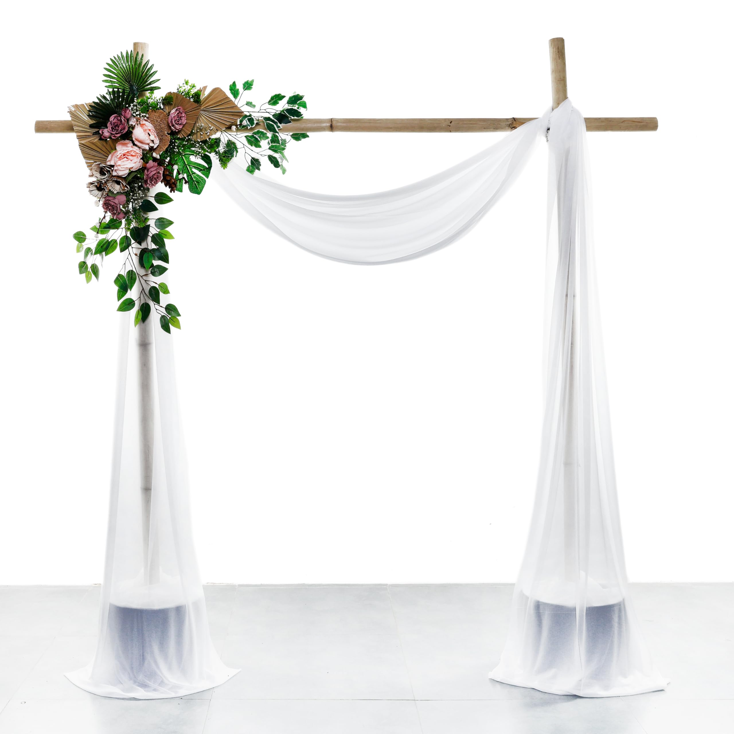VDS Pack of 1 Panel (30 Inch X 30 Feet) Wedding Arch Draping Fabric Sheer Chiffon Fabric Drapery for Wedding Ceremony Reception Swag Backdrop Canopy Chuppah ARBO Altars Decoration (White) โ image 1