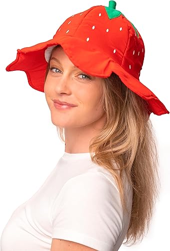 Vista 3 de ComfyCamper Strawberry Shortcake Hat Bonnet for Women and Girls - Costume Cosplay Womens Halloween Costumes Berry Costume