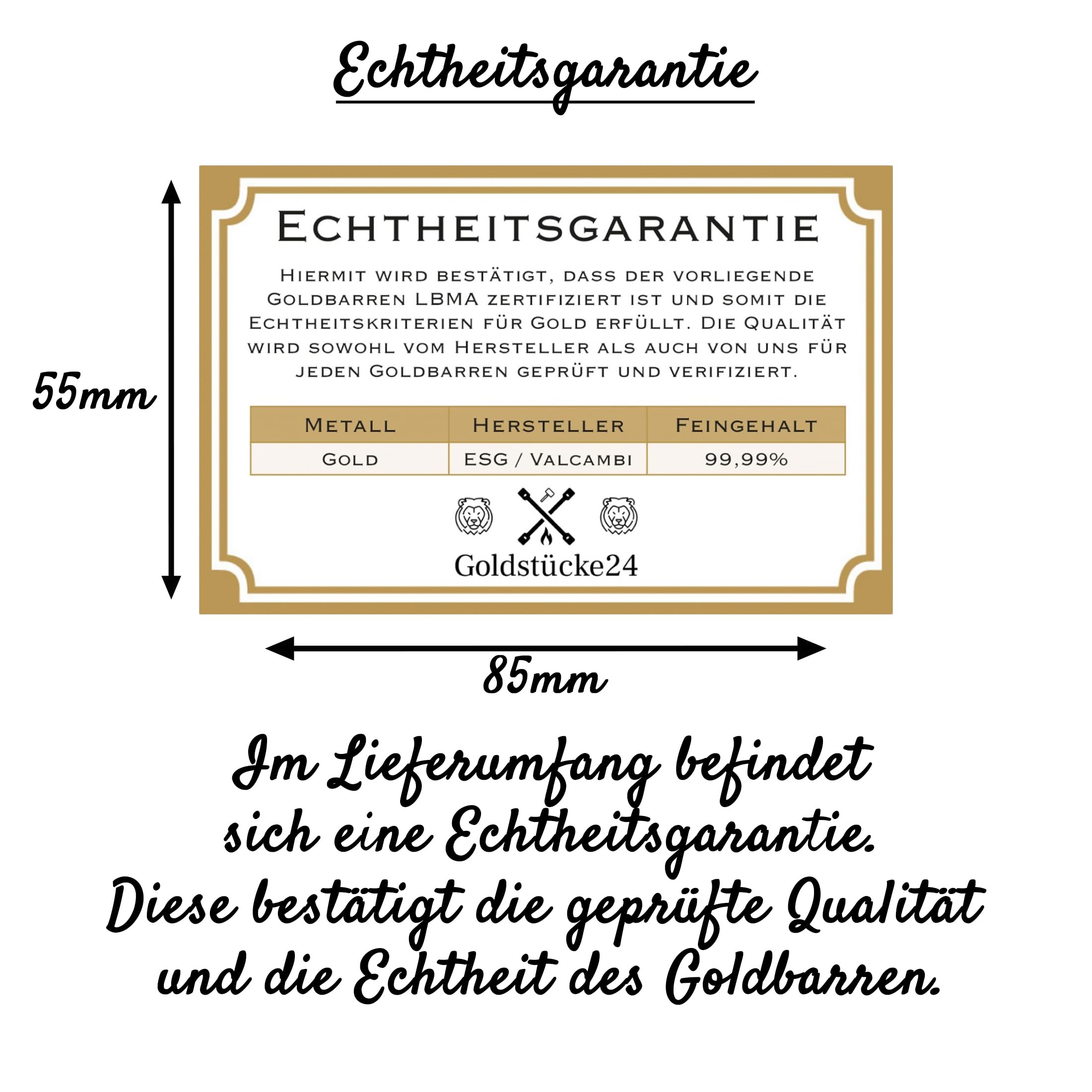 Gold als Geschenk - Goldbarren 0,5g in hochwertiger Kapsel - Echtheitsgarantie - Feingold 999.9