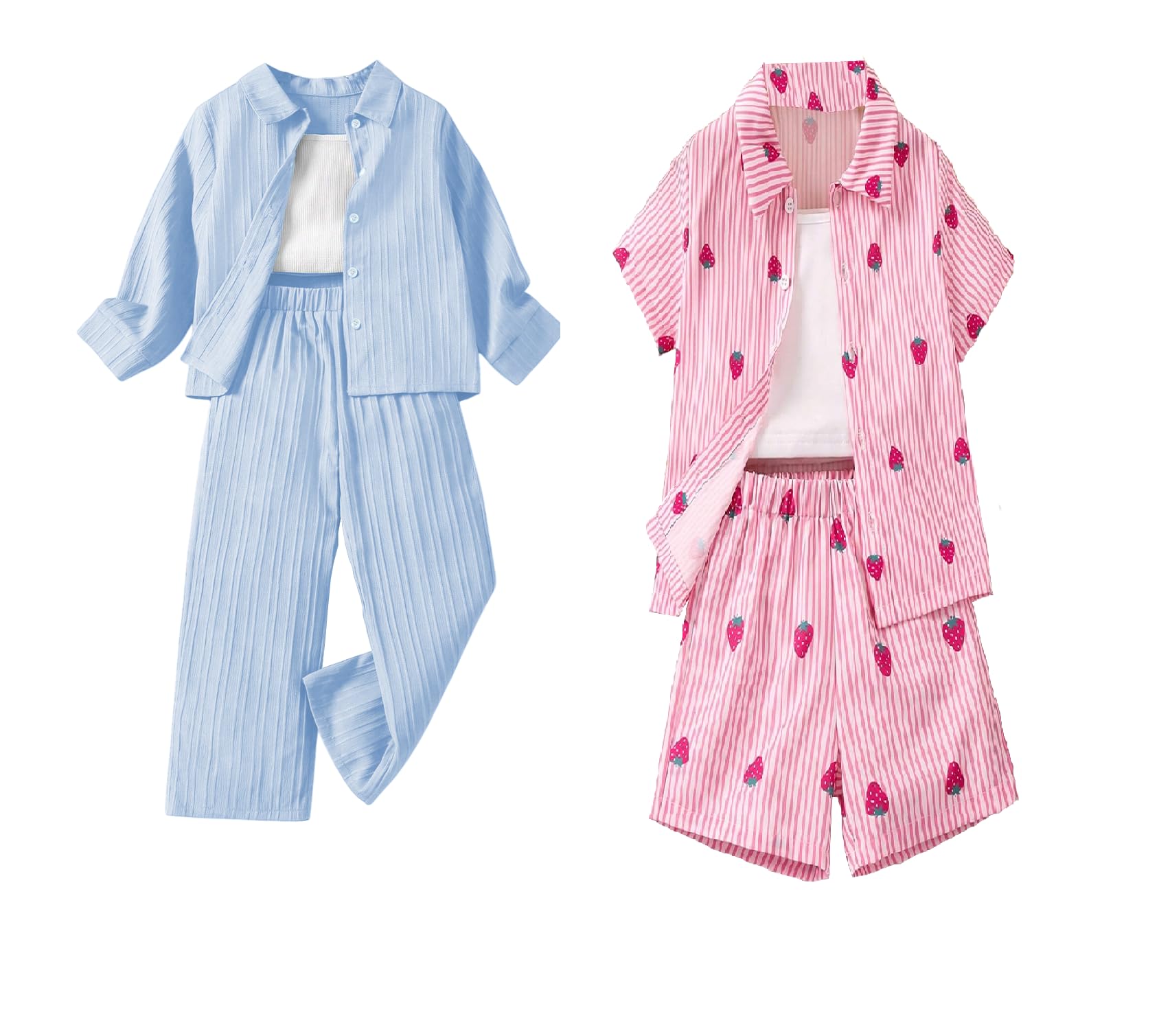 Tagas Camisola de poliéster de estilo casual simple para niñas, camisa de manga larga y pantalones rectos, conjunto de 3 piezas, vestido para niñas (GCS-12)