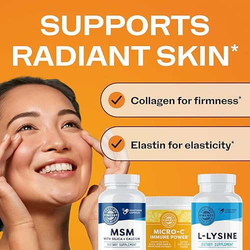 Miniatura 8 de Vimergy Kit de reposición de colágeno - Suplemento de apoyo de colágeno con MSM, lisina y Micro-C Immune Power (vitamina C) - Apoya el cabello, la
