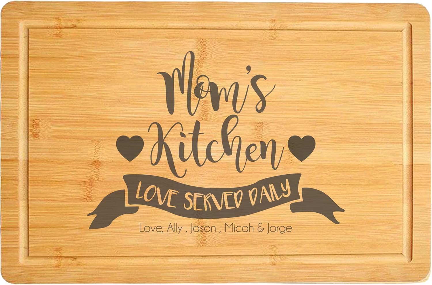 Mom's Kitchen Cutting Board - Personalized Engraved Mother's Day Gift - Custom Cooking Present for Moms