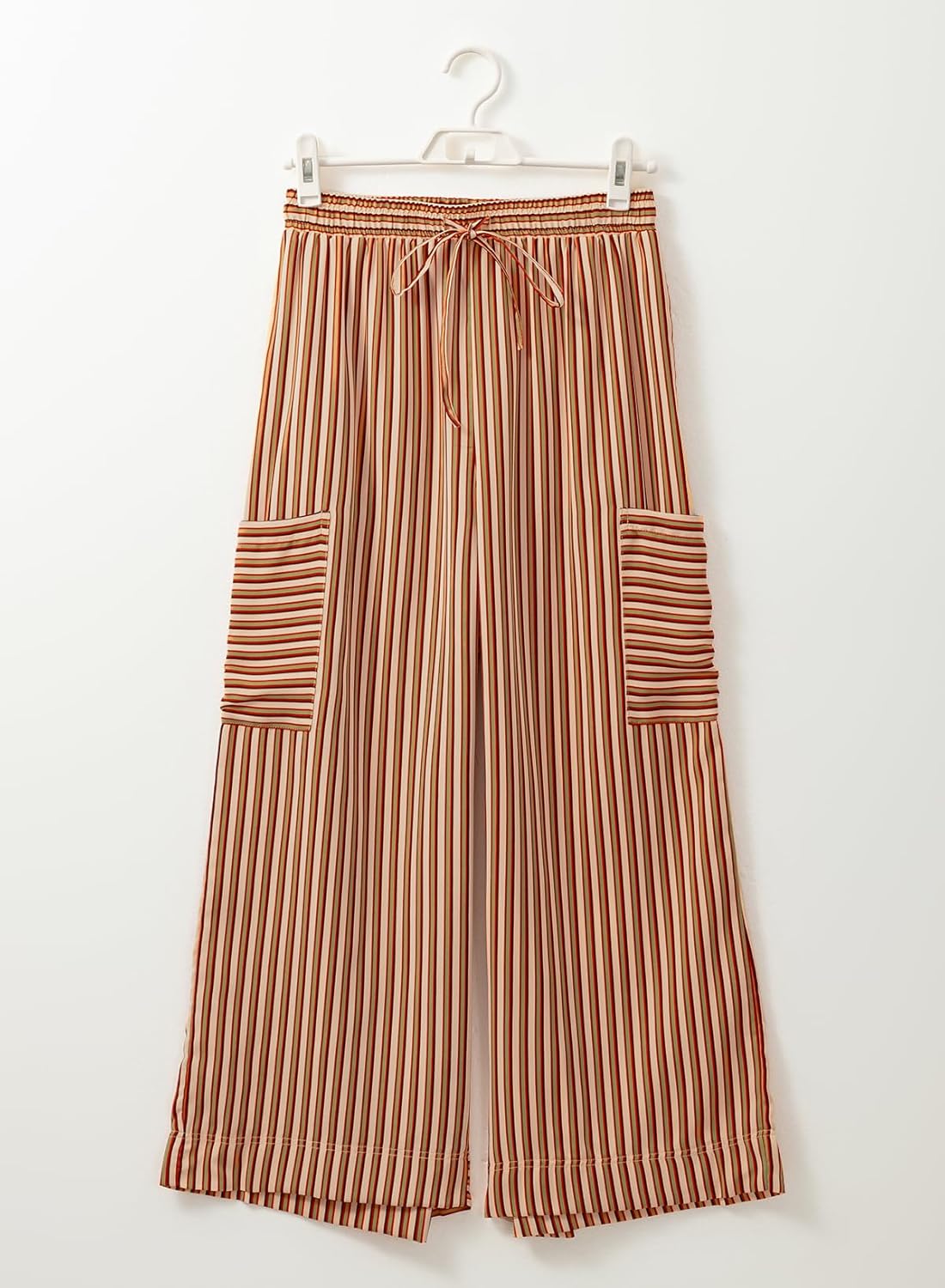 EVALESS Women Palazzo Pants Summer Casual Wide Leg High Waist Lounge Flowy Beach Striped Trousers Travel Vacation Outfits - Image 3