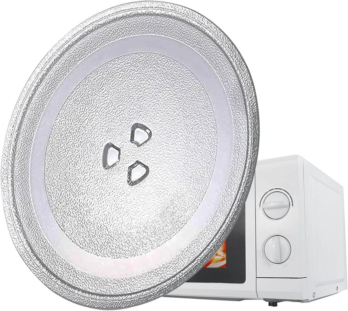 Universall Microwave Glass Plate Replacement Accessories, Round Microwave Glass Turntable Plate, 9.6" 10" 10.6" 12.4" Diameter, Microwave Plate With Microwave Turntable Coupler And Ring ( Color : Clea