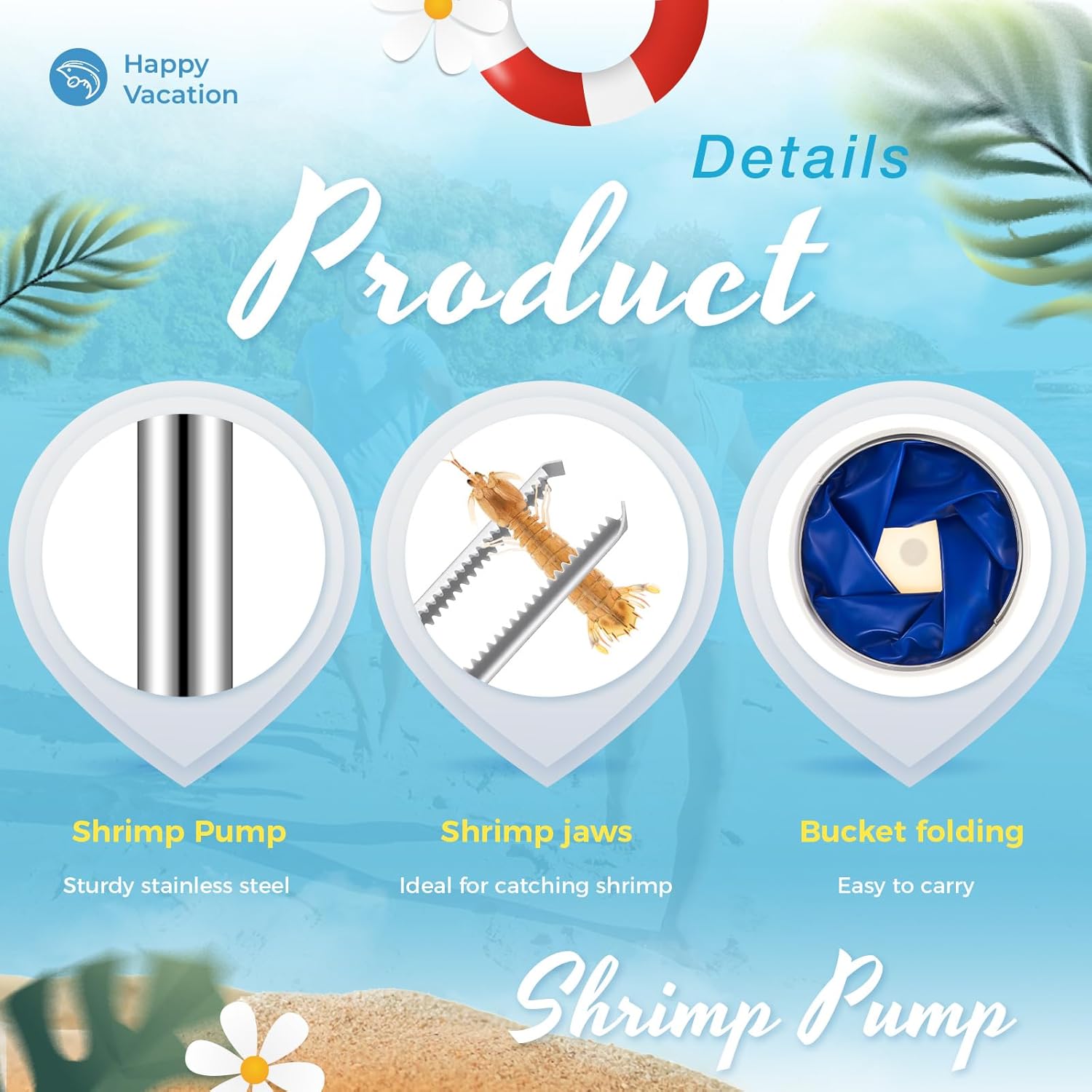 Shrimp Pump Set Mantis Shrimp Pump with 9 l Folding Bucket and Stainless Steel Fish Pump Seafood Catching Tool Easy to Carry Sea Catching Tool for Sea Intestine Fishing Equipment