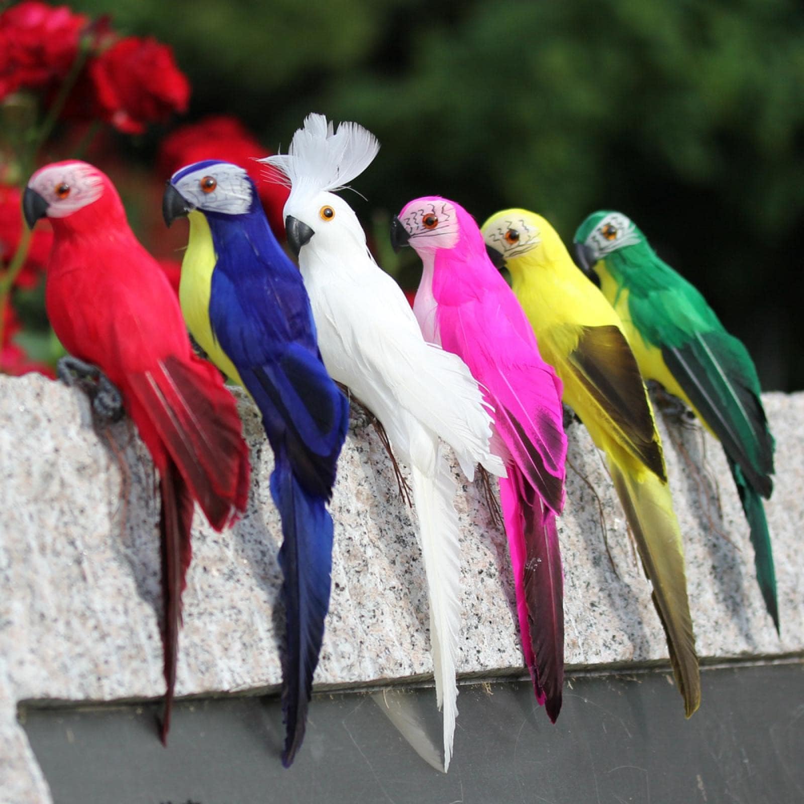 heibe Artificial Feather Parrot Green Gardening Decoration Bird Golden Steel Parrot Fake Bird Suitable for All Kinds of Venue Decoration, Home Decoration, Artificial Plant Decoration