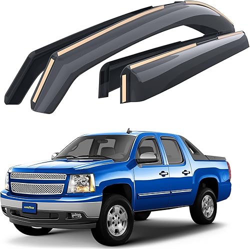 Goodyear Deflectores de ventana inastillables en el canal para Chevrolet (Chevy) Avalanche 2007-2013, protectores de lluvia, viseras de ventana para