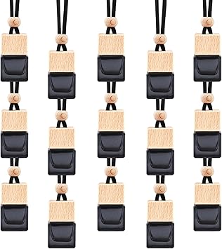 15 Pcs Hanging Car Air Freshener Bottle Empty Car Essential Oil Diffuser Bottles Pendant Black Glass Perfume Bottles Aromathe