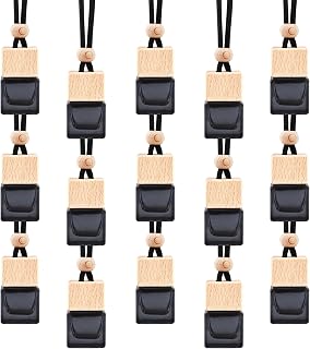 15 Pcs Hanging Car Air Freshener Bottle Empty Car Essential Oil Diffuser Bottles Pendant Black Glass Perfume Bottles Aromatherapy Fragrance Bottle Auto Ornaments Decor