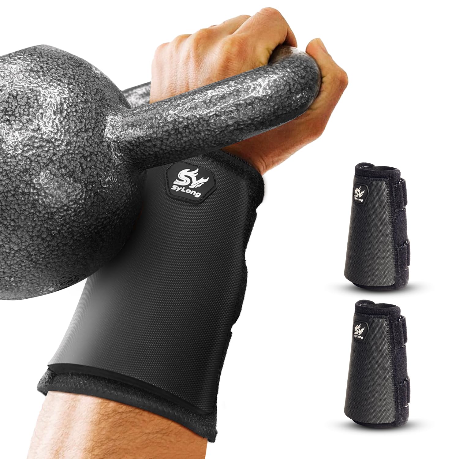 Sylong Kettlebell Wrist & Forearm Guards, 3/8 inch (9.6mm) Maximum Protection Layer, Effective Shock Absorption Without Restricting Movement (2-pack) - M