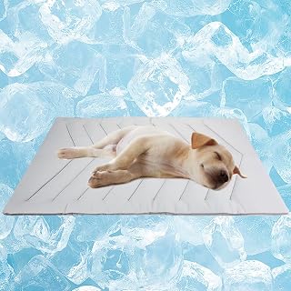Qonimm Dog Cooling Mat for Large Dogs 40x28 Inch Self-Cooling Q-MAX>0.5 Fabric Foldable Washable Pet Pad Kennel Sofa Car