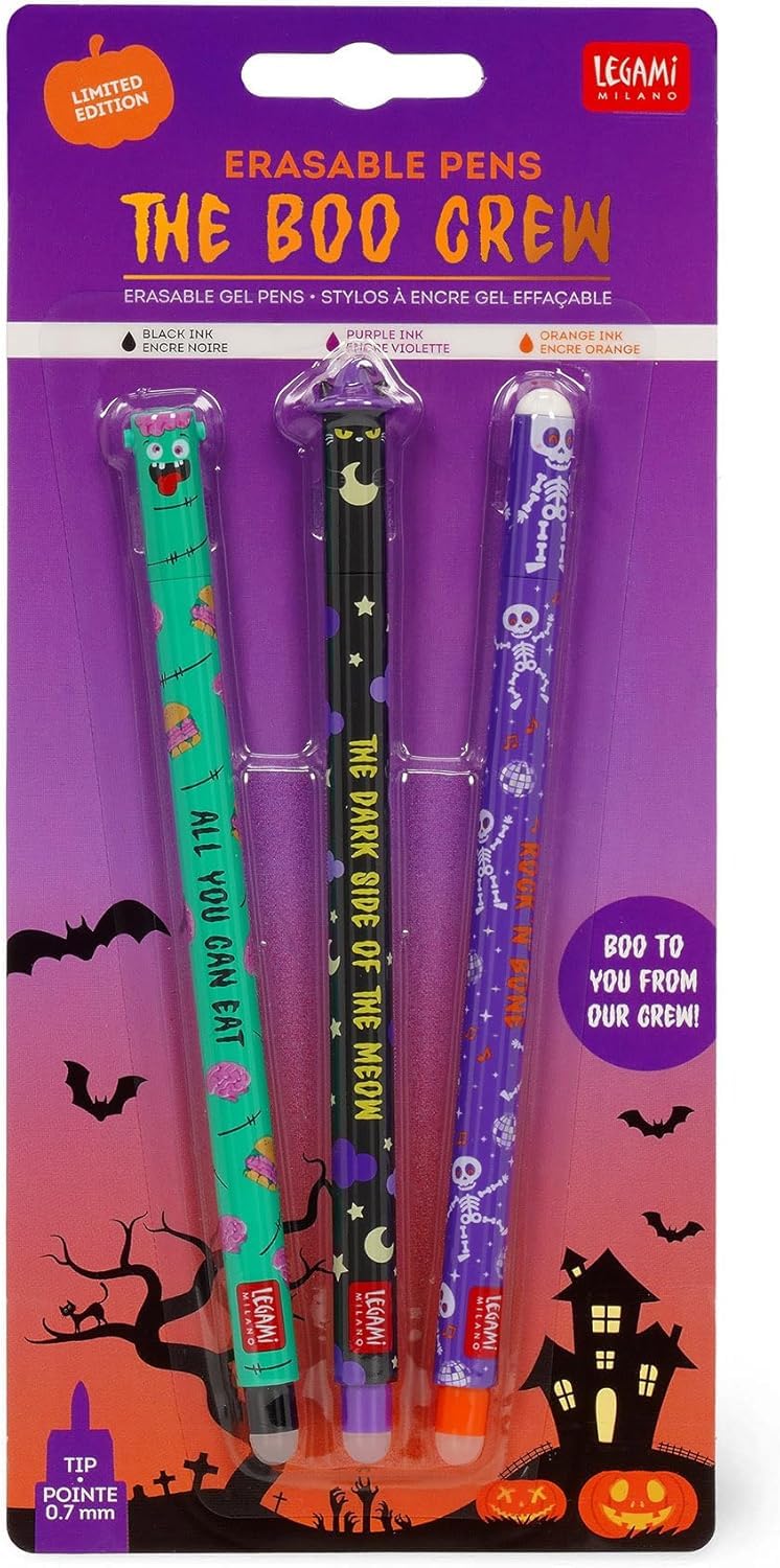 LEGAMI Juego de 3 bolígrafos de gel borrables para Halloween Edition 2025