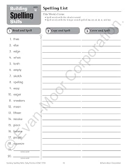 Evan-Moor Building Spelling Skills, Grade 4 - Homeschooling & Classroom Resource Workbook, Reproducible Worksheets, Teaching Edition, Spelling Strategies, Reading and Writing Skills