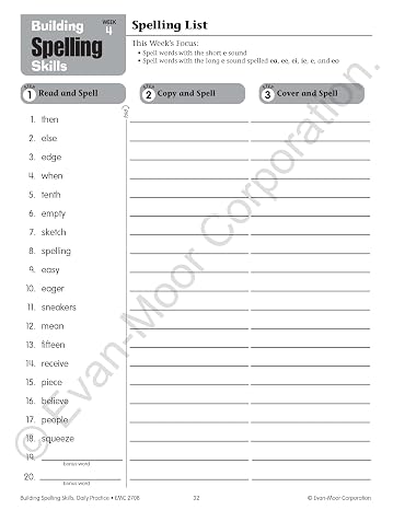 Evan-Moor Building Spelling Skills, Grade 4 - Homeschooling & Classroom Resource Workbook, Reproducible Worksheets, Teaching Edition, Spelling Strategies, Reading and Writing Skills