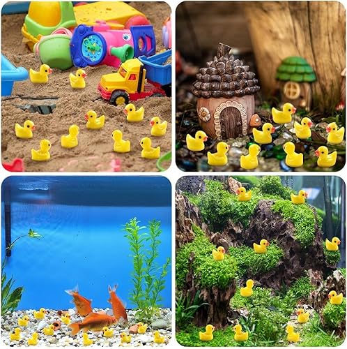 DIYDEC 200 Stück Mini Enten Harz, Gelb Mini Duck Figuren Miniatur Enten kleine Enten für Dekoration von Miniatur-Landschaftsgärten, Bonsai, Fischbecken und Aquarien verwendet.