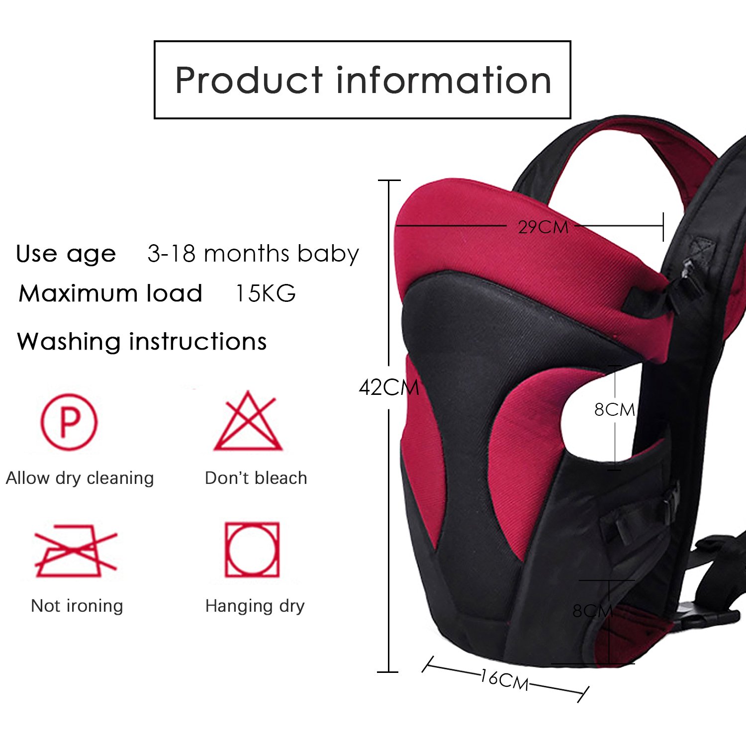 SONARIN Nuova Marsupio Neonati,Sicura e Comoda,rinforzata in posizione ergonomica, portatile traspirante multifunzionale all-season,varietà di posizione, il miglior regalo per bambini(Rosso scuro)
