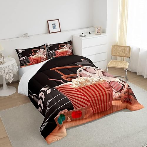 Miniatura 5 de Juego de edredón de cine con palomitas de maíz, juego de ropa de cama para niños, niñas, adolescentes, edredón de cine, decoración de moda Modena,