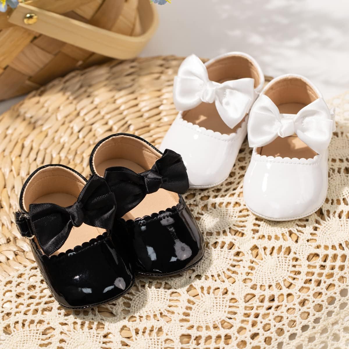 CENCIRILY Infant Baby Girls Mary Jane Flats Non Slip Soft Sole Prewalker Princess Wedding Dress Shoes image 3