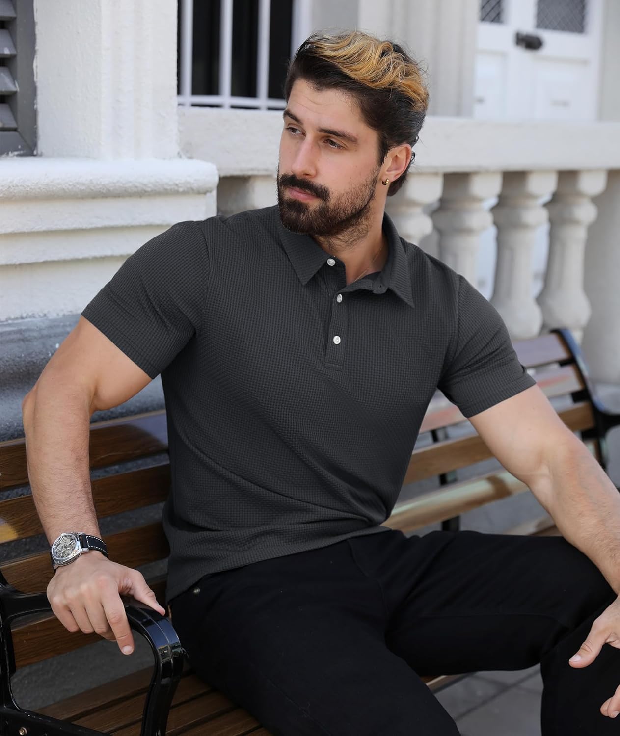 ZITY Mens Polo Shirts Short Sleeve Athletic Golf Polos Moisture Wicking Casual Polo Shirts for Men Jacquard Collared T Shirts - Image 3