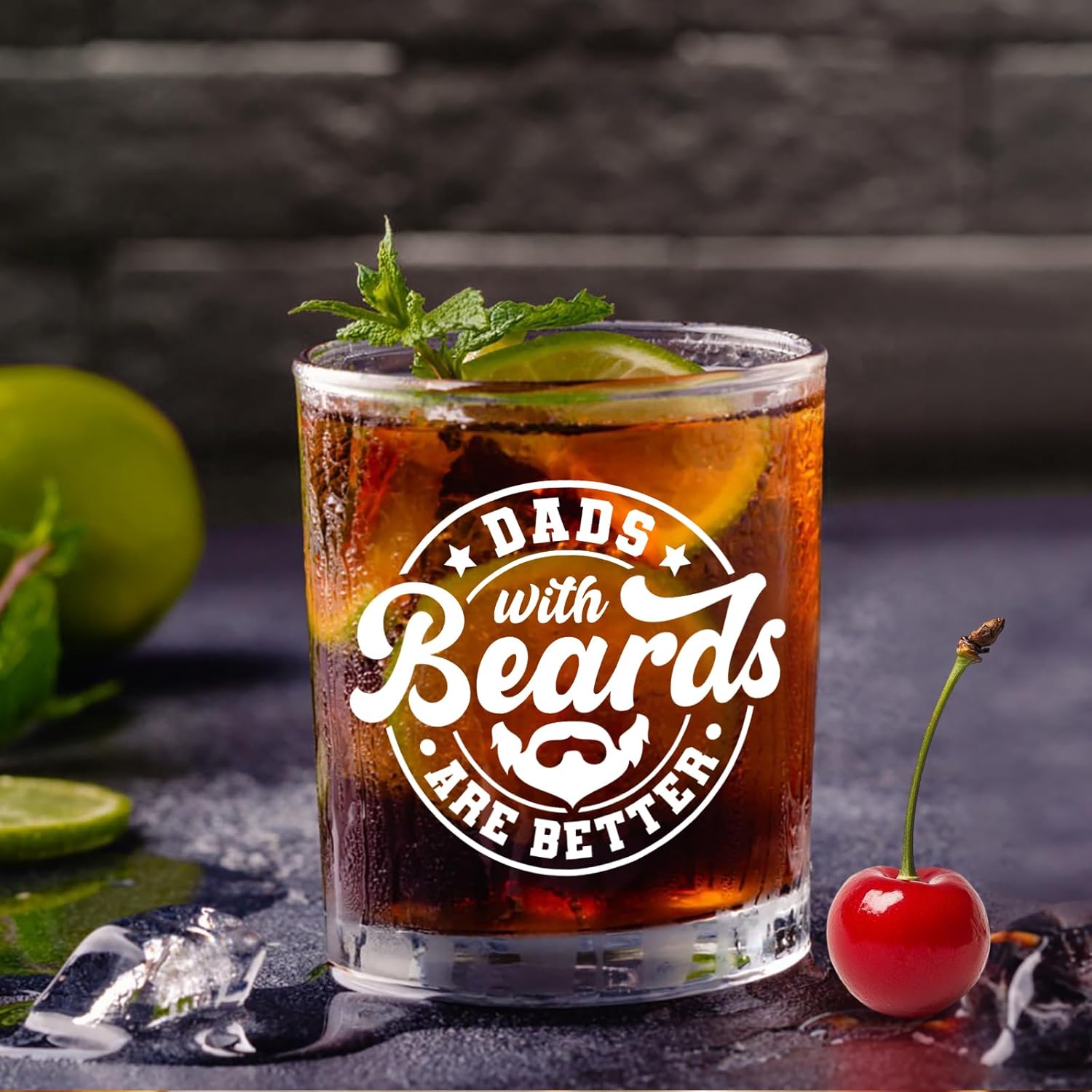 Voatok Dad Whiskey Glasses 10 oz, Funny Dad Gifts for Father's Day from Kids, Dads with Beards Are Better Old Fashioned Rocks Glasses for Men Drinking Scotch Bourbon Cocktail Liquor Vodka - Image 6
