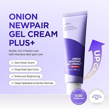 IsNtree Onion Newpair Gel Cream Plus 50ml 1.69 fl.oz Uneven Skin Tone Care | Hydrating Gel Moisturizer | Red Onion Extract & Niacinamide | Lightweight, Non-Sticky | Korean Skincare