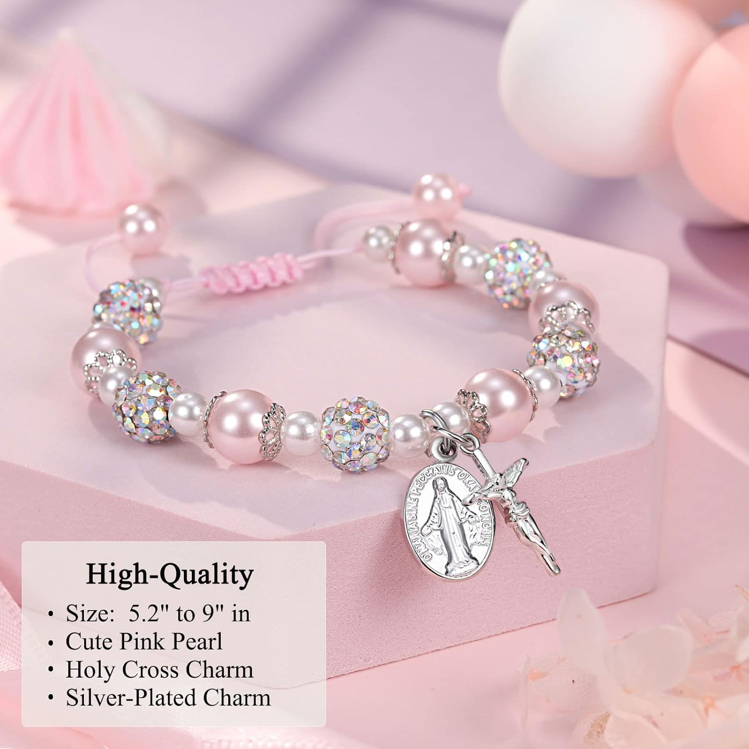 UNGENT THEM First Communion Gifts for Girls, Rosary Cross Bracelet First Communion Gifts for Girls Teens - Image 3