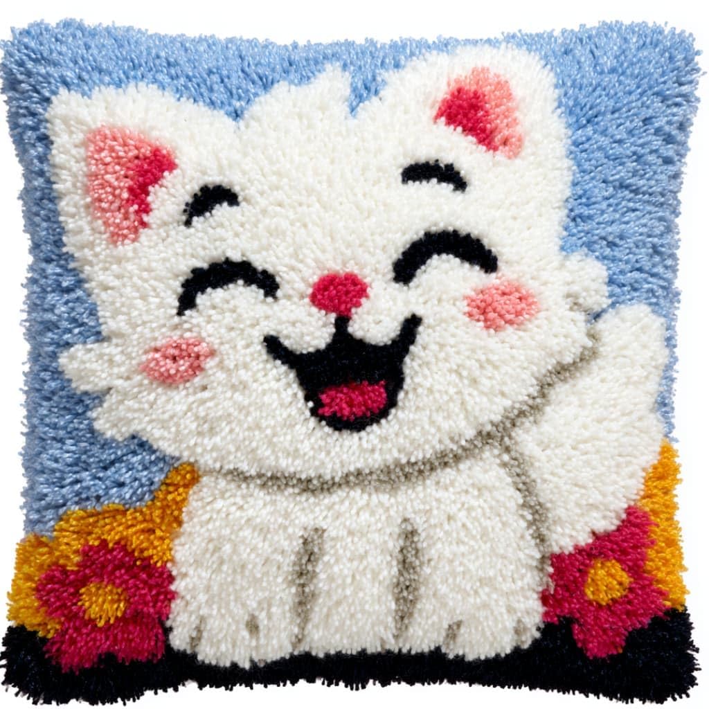 Taxpy Latch Hook Cushion Kits Cats 17X17 Inch