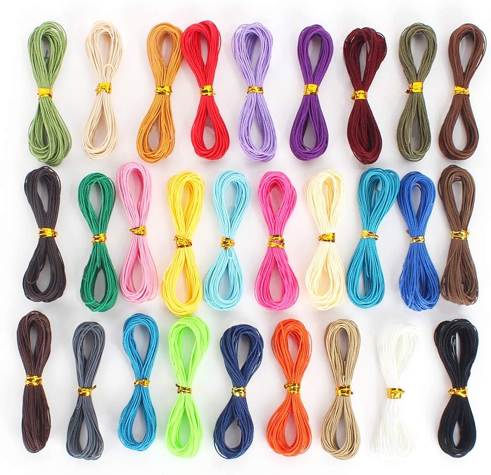 Waxed Polyester Cotton Cord 28 Colors 1mm Thread Beading String Cord Braided Jewelry Friendship Bracelet DIY Making Cords