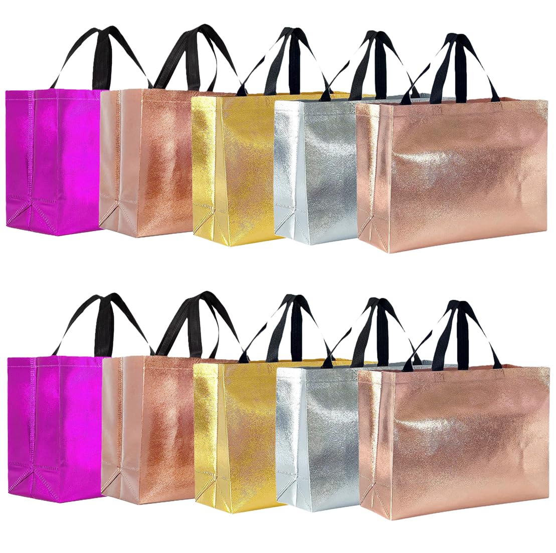 Lavya Large Size Pack of 30 Pcs Glossy Metallic Laminated Non-Woven Reusable Eco-Friendly Party Return Gift Bags (Mix) (Large 17x12x5 Inch)