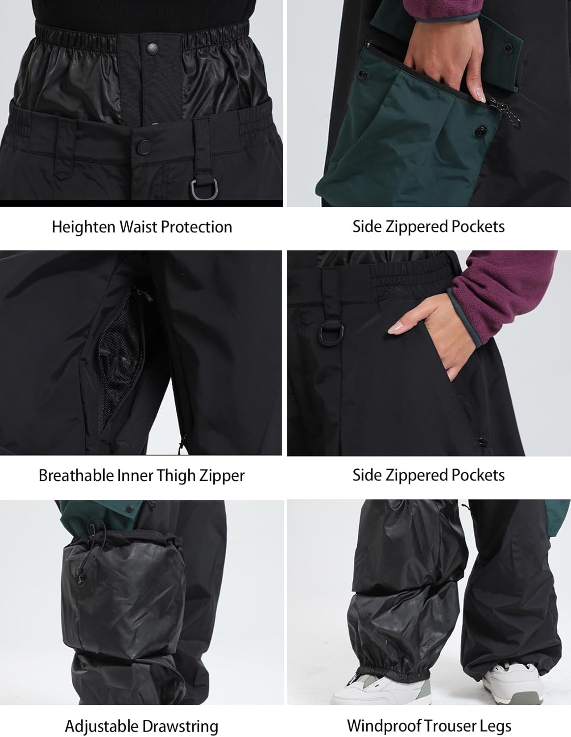 GSOU SNOW Womens Mens Baggy Snow Pants Cargo Snowboard Pants Ski Super Loose Sport Outdoor Insulation Waterproof - Image 5