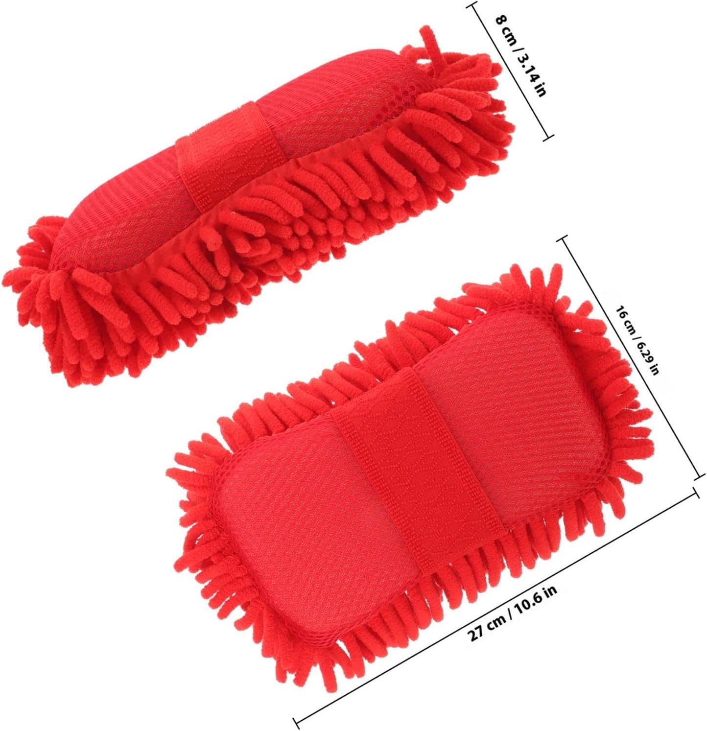 Red Car Cleaning Sponge with Hand Strap for Windows and Displays, Lightweight Polyester Wash Mitt, Easy to Store Car Washing Tool for Vehicle Exterior Care