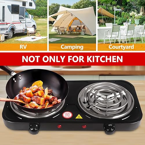 Miniatura 7 de Quemador eléctrico de encimera, estufa individual, placa de inducción de 1000 W, placa caliente eléctrica portátil, control de temperatura ajustable